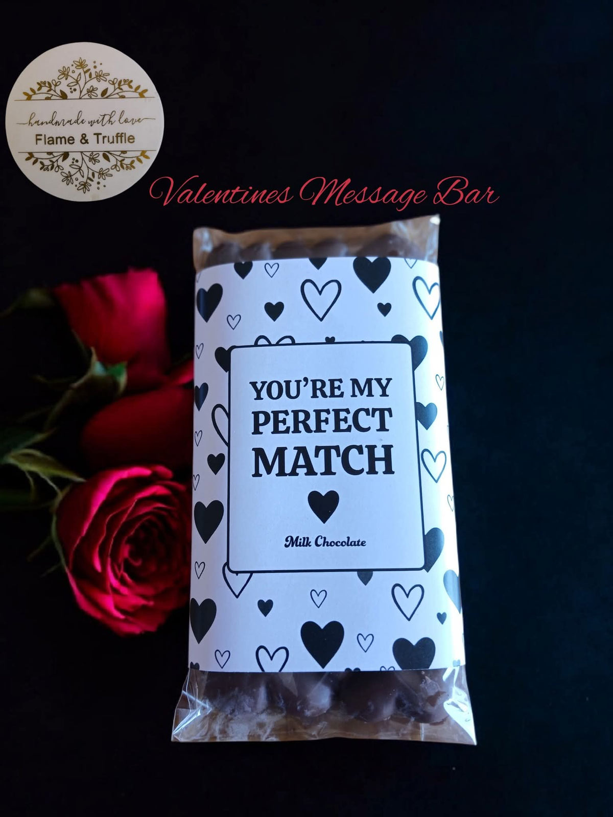 Custom Printed "Perfect Match" Heart Chocolate Bar