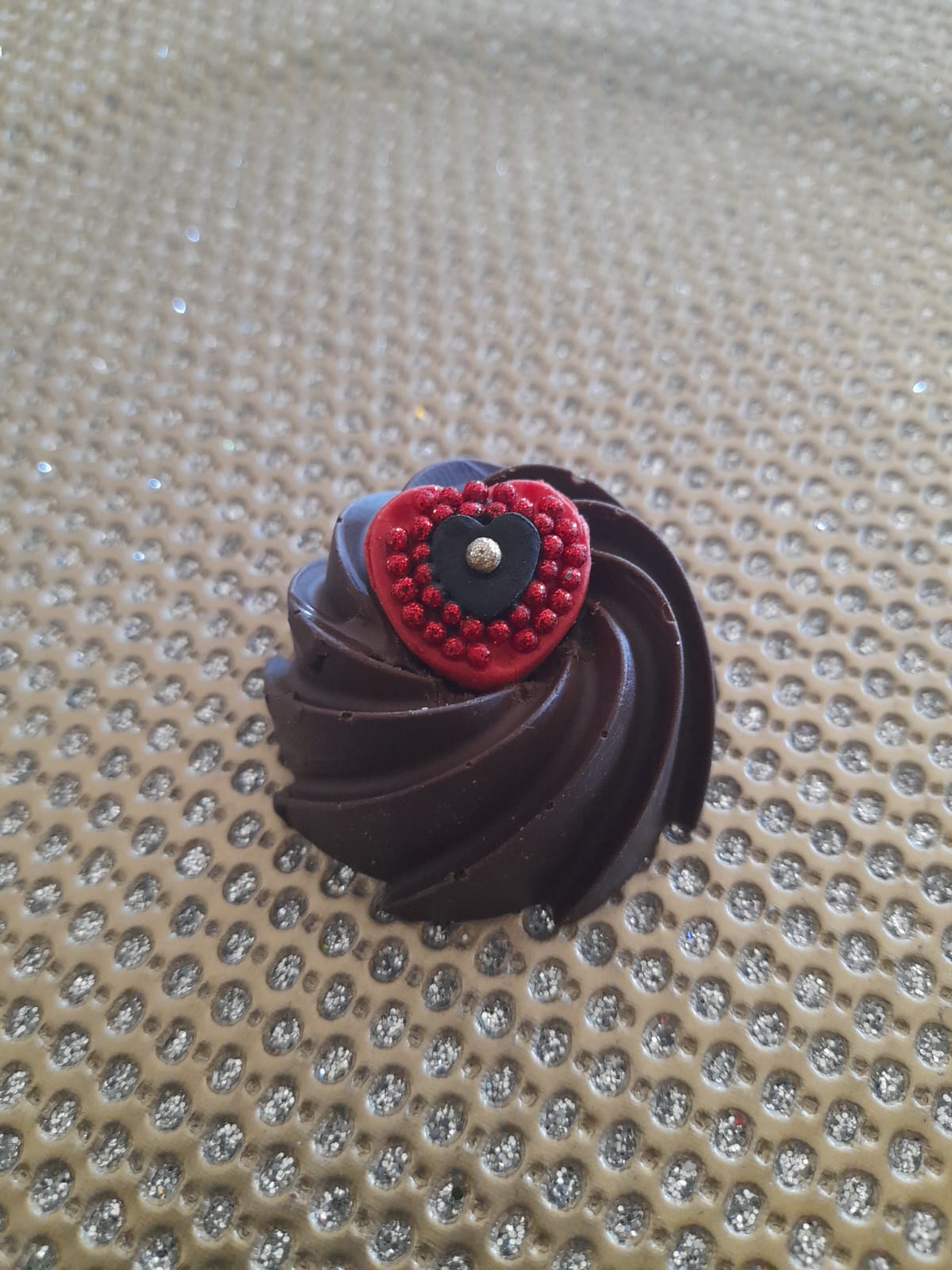 Dark Chocolate twirl with Red Dazzle Heart
