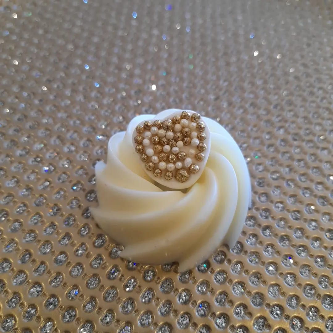 White Chocolate with White  Dazzle Heart