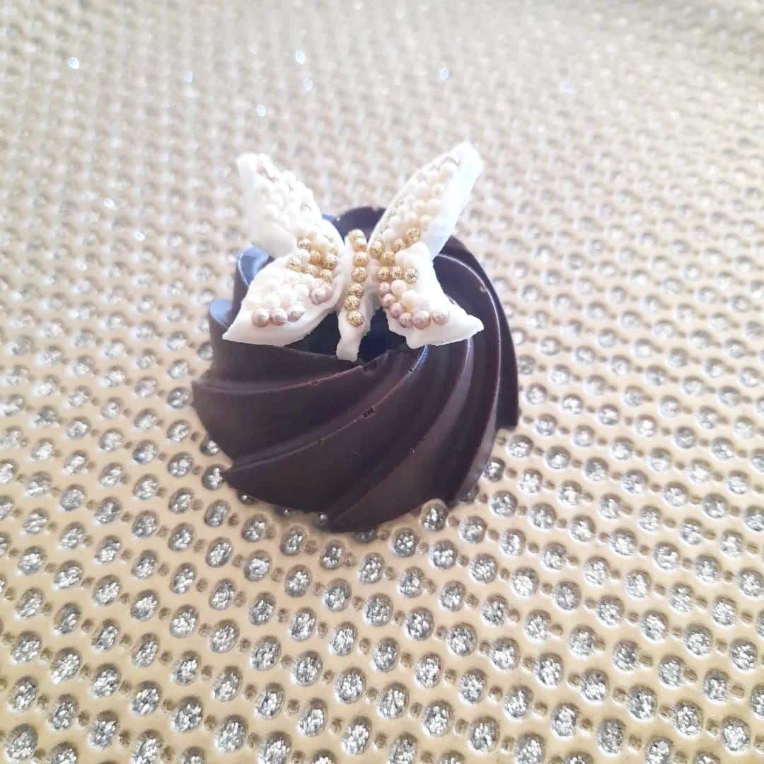 Chocolate Twirl  (Dark Chocolate with White Dazzle Butterfly)