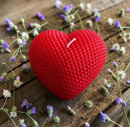 Scented Romantic Textured Heart Candles - Colour Options