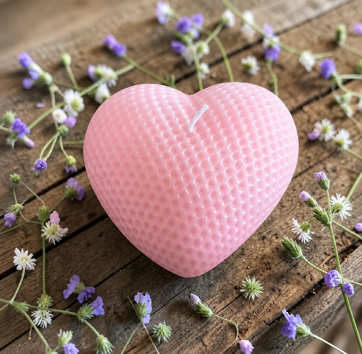 Scented Romantic Textured Heart Candles - Colour Options