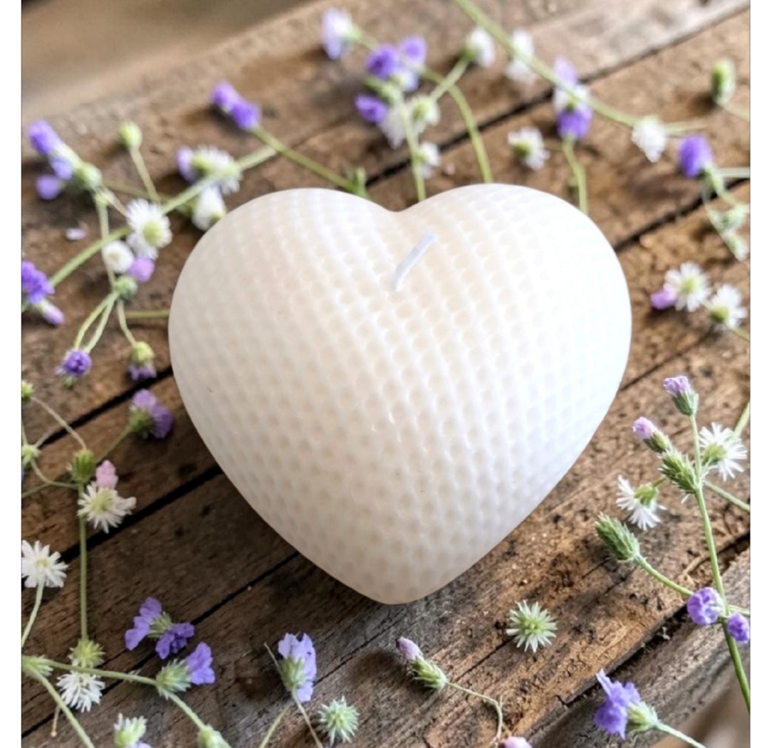 Scented Romantic Textured Heart Candles - Colour Options
