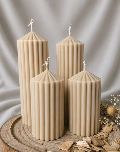 Striped Pillar Candles (4 Size Options  & Colour Variants)