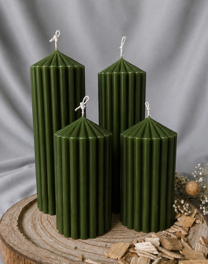 Striped Pillar Candles (4 Size Options  & Colour Variants)