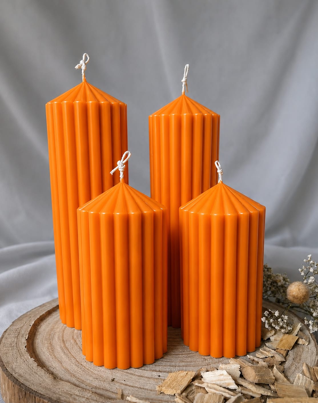 Striped Pillar Candles (4 Size Options  & Colour Variants)