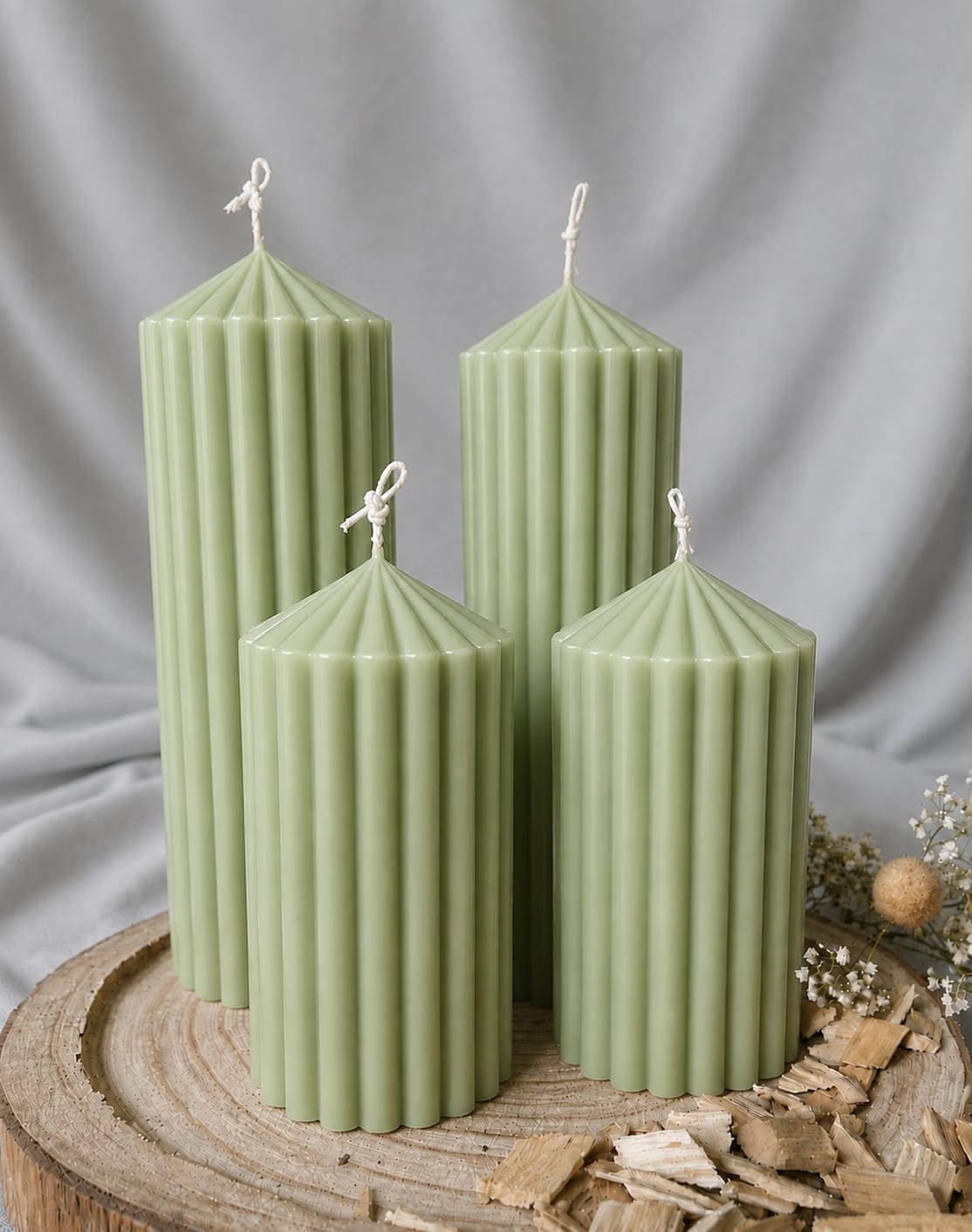 Striped Pillar Candles (4 Size Options  & Colour Variants)
