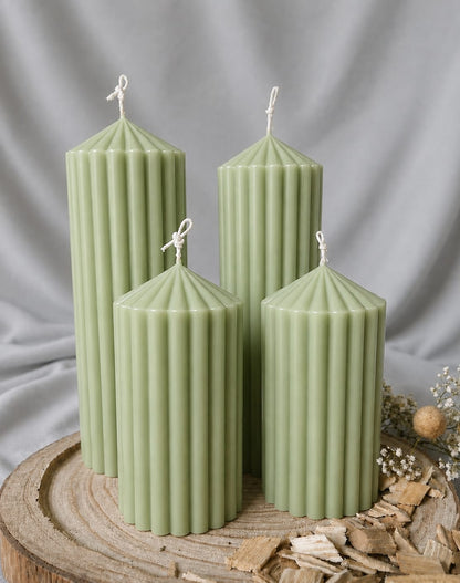 Striped Pillar Candles (4 Size Options  & Colour Variants)