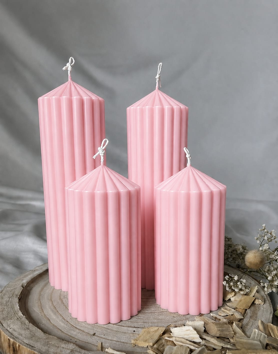 Striped Pillar Candles (4 Size Options  & Colour Variants)