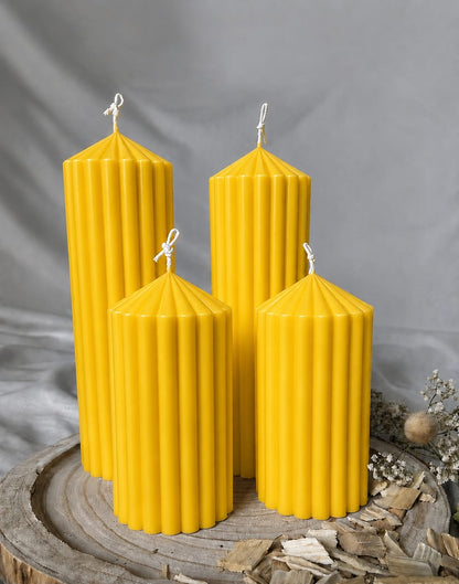 Striped Pillar Candles (4 Size Options  & Colour Variants)