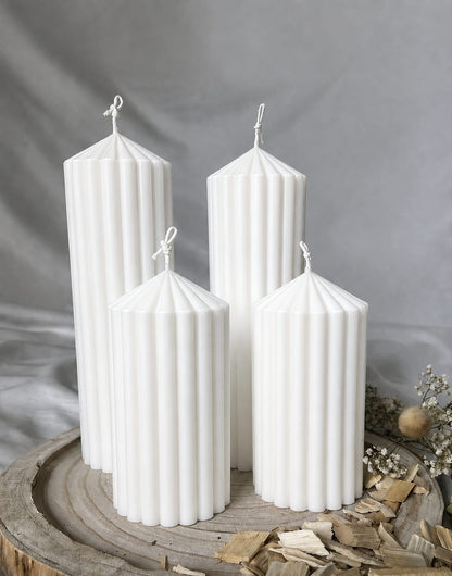 Striped Pillar Candles (4 Size Options  & Colour Variants)