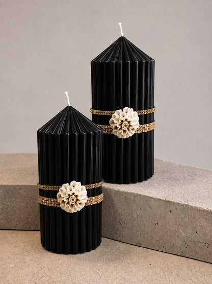 Rhinestone Striped Pillar Candle - Colour Options