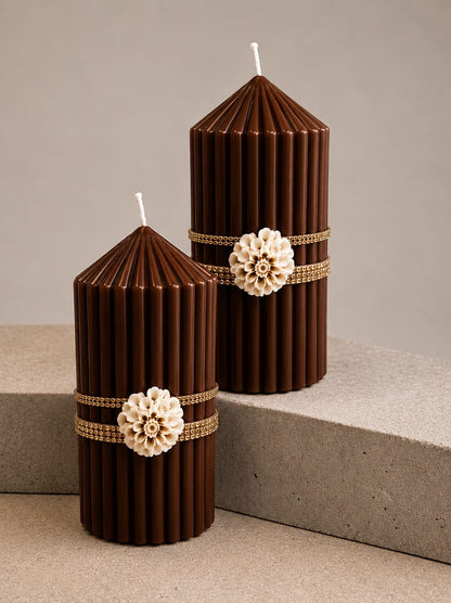 Rhinestone Striped Pillar Candle - Colour Options