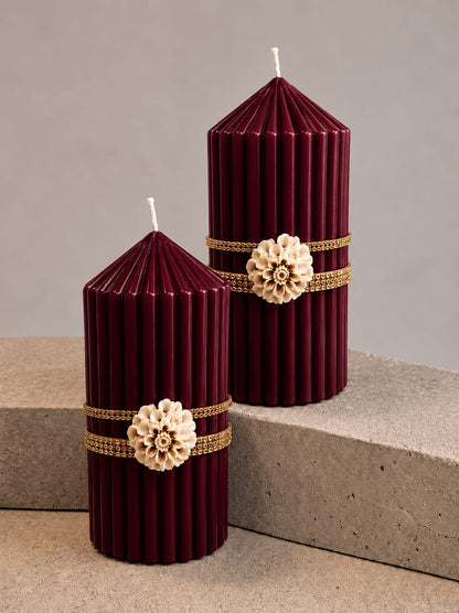 Rhinestone Striped Pillar Candle - Colour Options