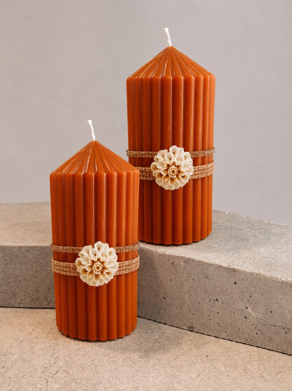 Rhinestone Striped Pillar Candle - Colour Options