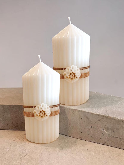Rhinestone Striped Pillar Candle - Colour Options