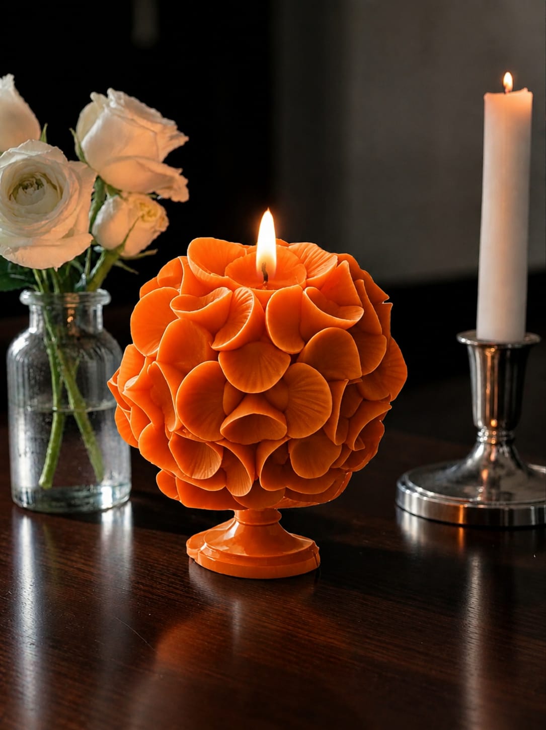 Scallop Flower Ball Candle - Colour Options