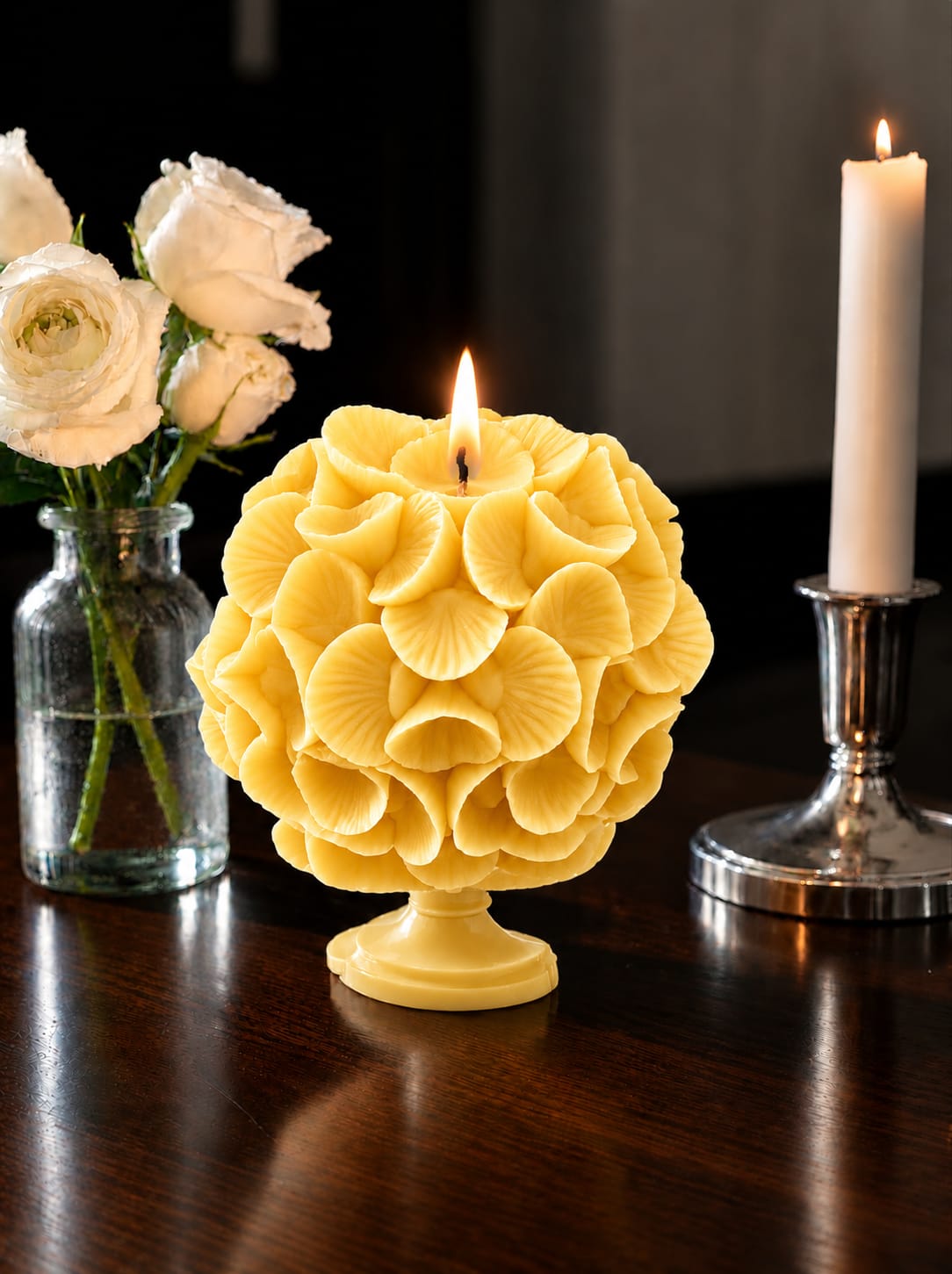 Scallop Flower Ball Candle - Colour Options
