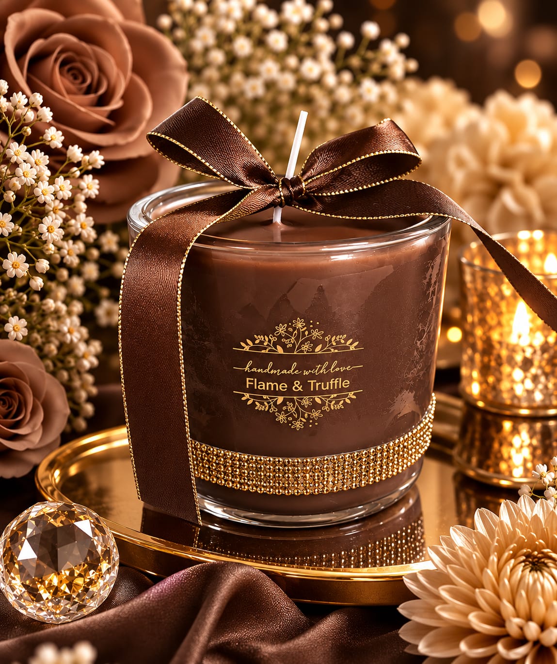 Rhinestone Jar Candles (Various Colour, Fragrance & Size Options)
