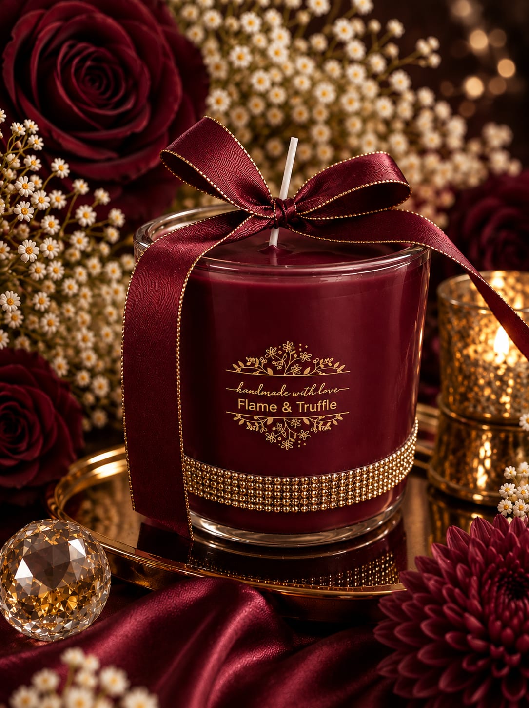 Rhinestone Jar Candles (Various Colour, Fragrance & Size Options)