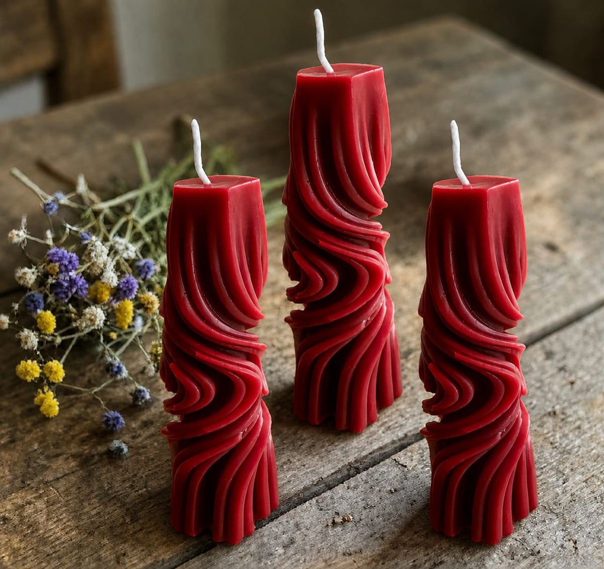 Twisted Pillar Candles - Colour Options