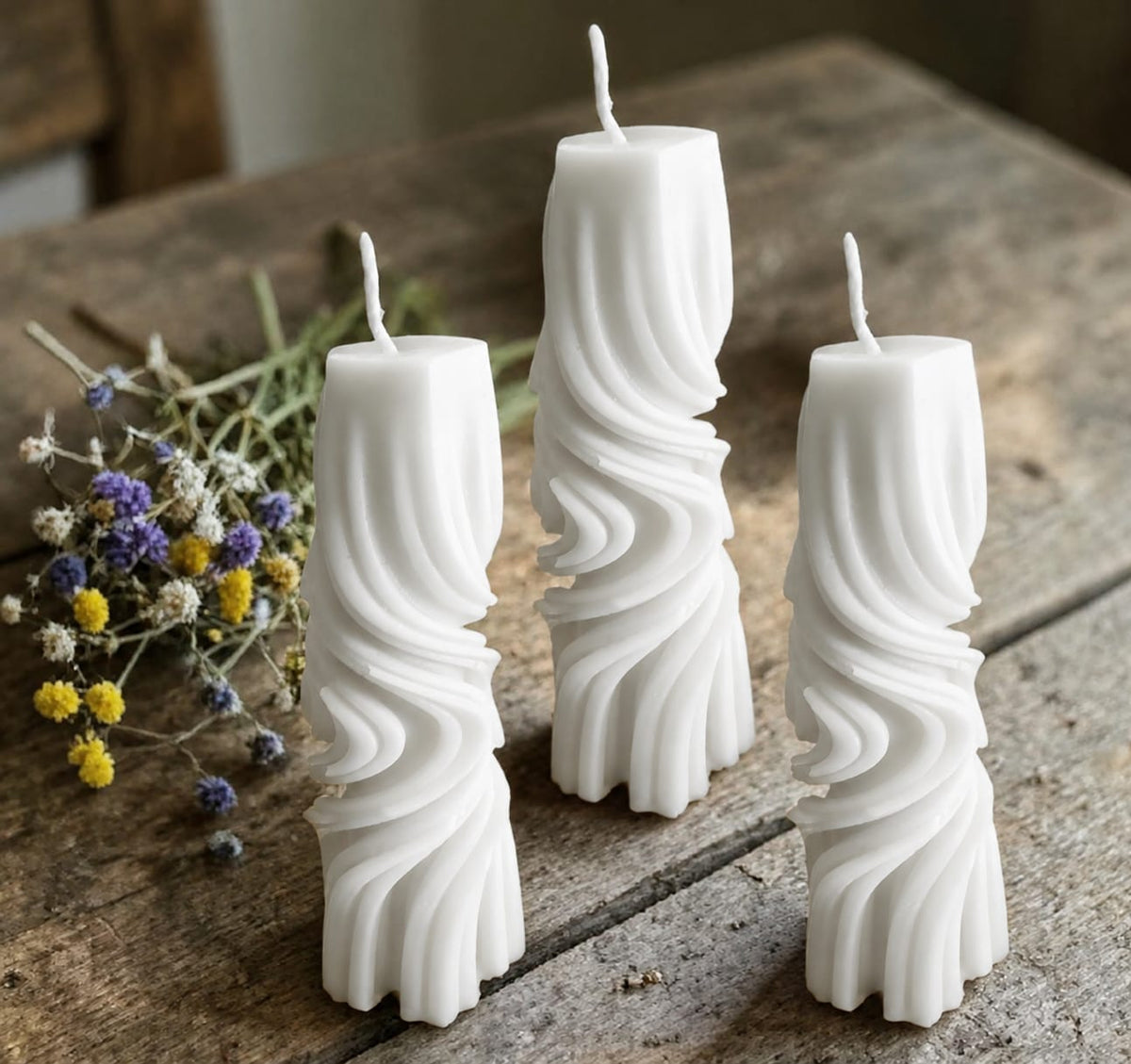 Twisted Pillar Candles - Colour Options