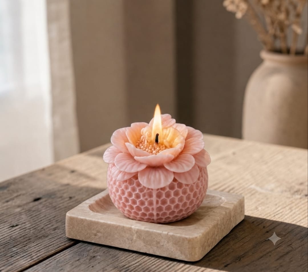 Scented Floral Honeycomb Ball Candle (Colour Options)