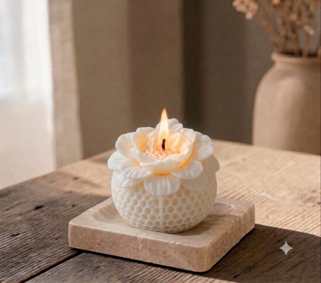 Scented Floral Honeycomb Ball Candle (Colour Options)