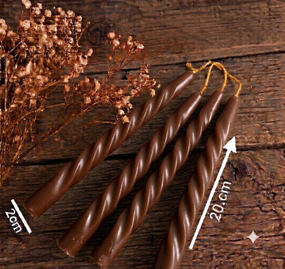 20cm Taper Twisted Candle  (Colour Options)
