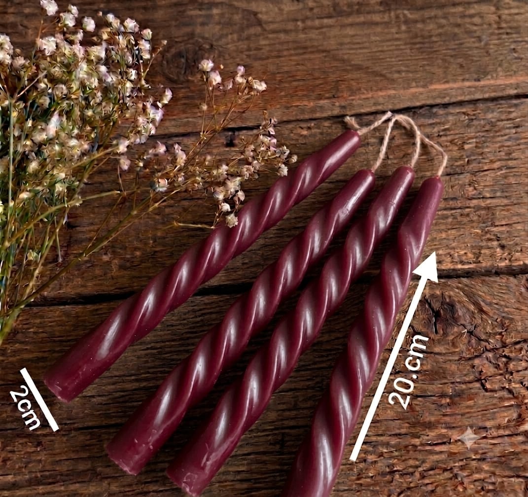 20cm Taper Twisted Candle  (Colour Options)