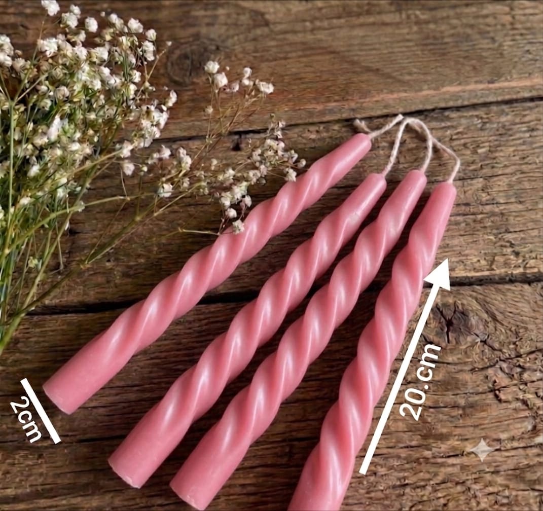 20cm Taper Twisted Candle  (Colour Options)