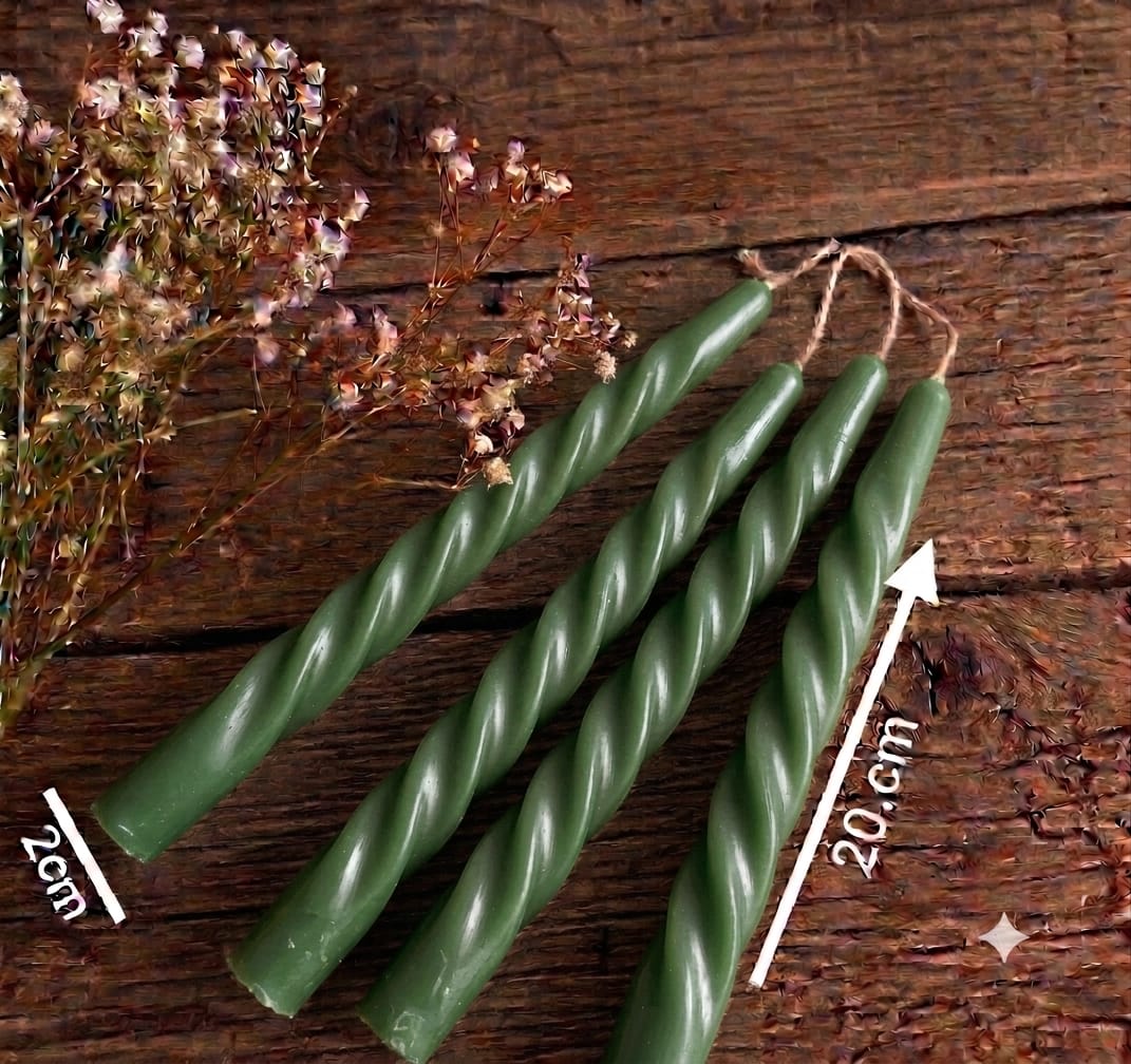 20cm Taper Twisted Candle  (Colour Options)