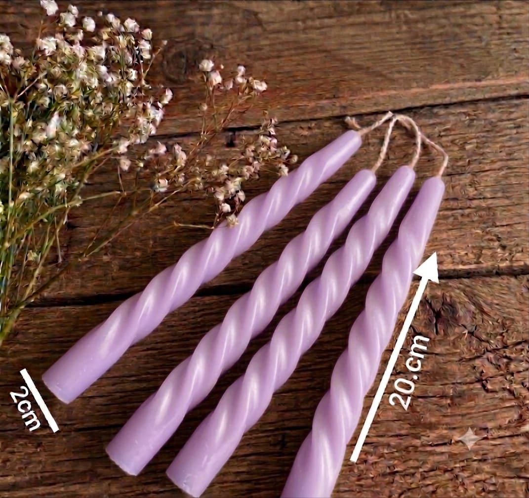 20cm Taper Twisted Candle  (Colour Options)