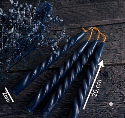 20cm Taper Twisted Candle  (Colour Options)