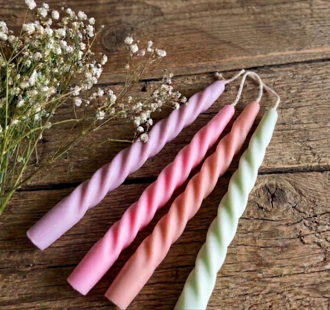 20cm Taper Twisted Candle  (Colour Options)