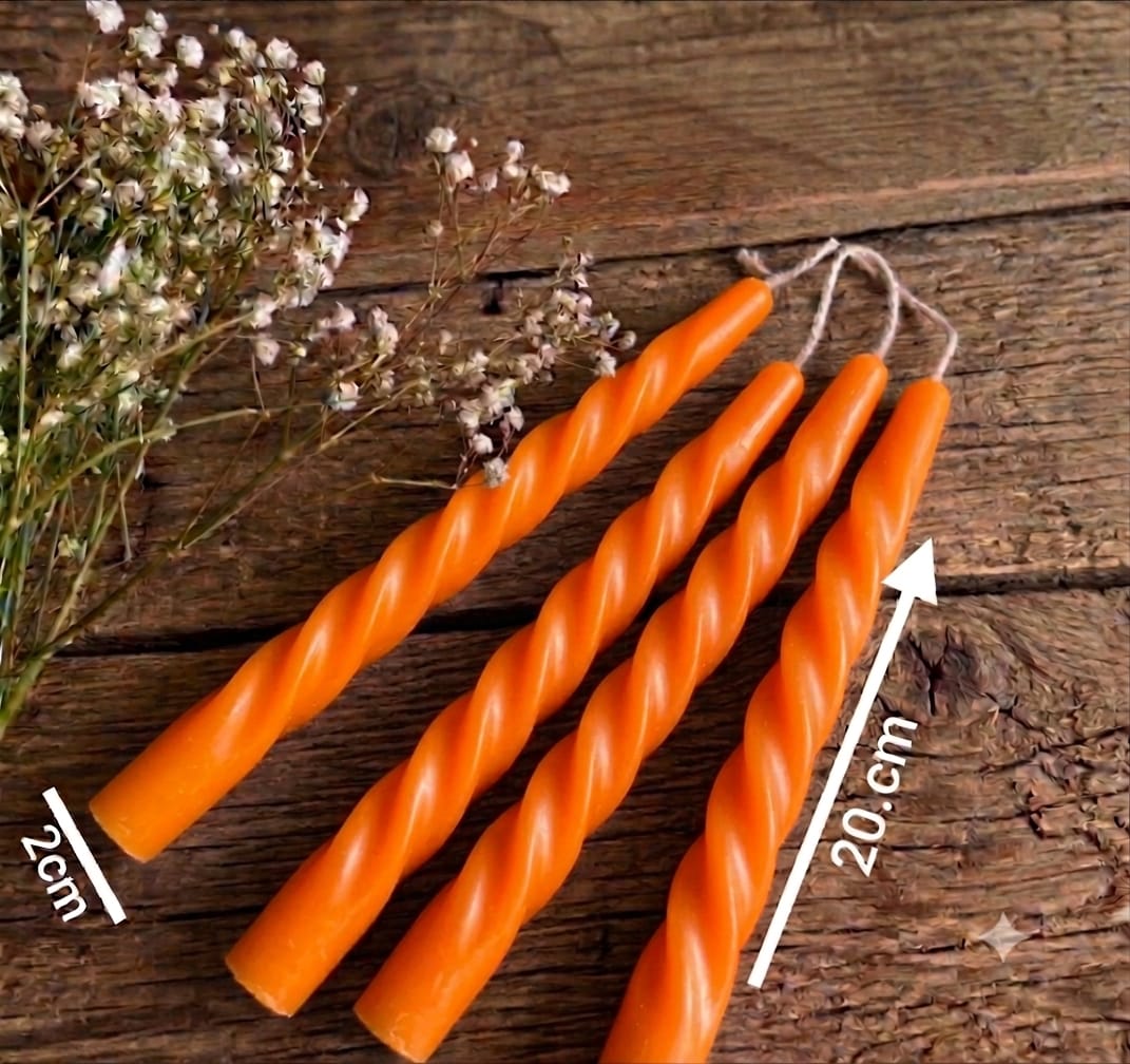 20cm Taper Twisted Candle  (Colour Options)
