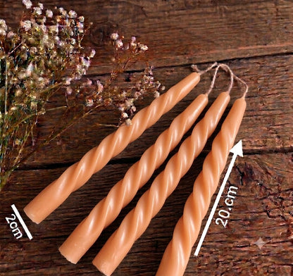 20cm Taper Twisted Candle  (Colour Options)