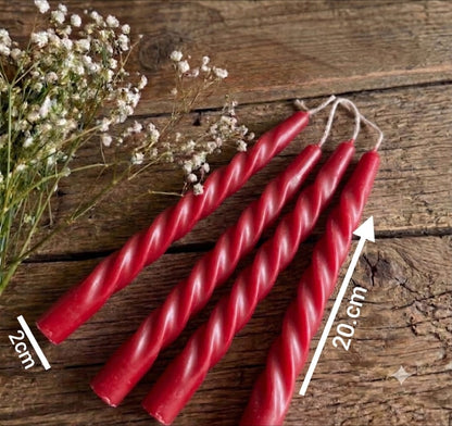 20cm Taper Twisted Candle  (Colour Options)