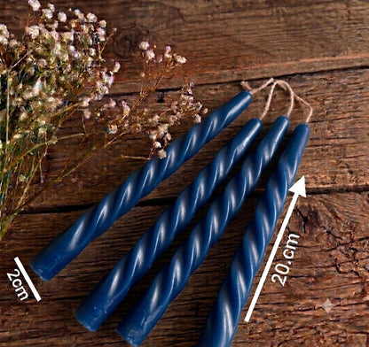 20cm Taper Twisted Candle  (Colour Options)