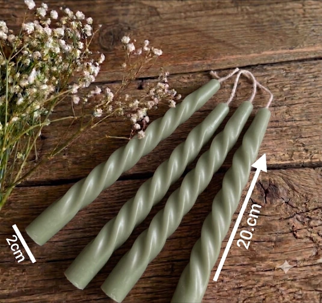 20cm Taper Twisted Candle  (Colour Options)