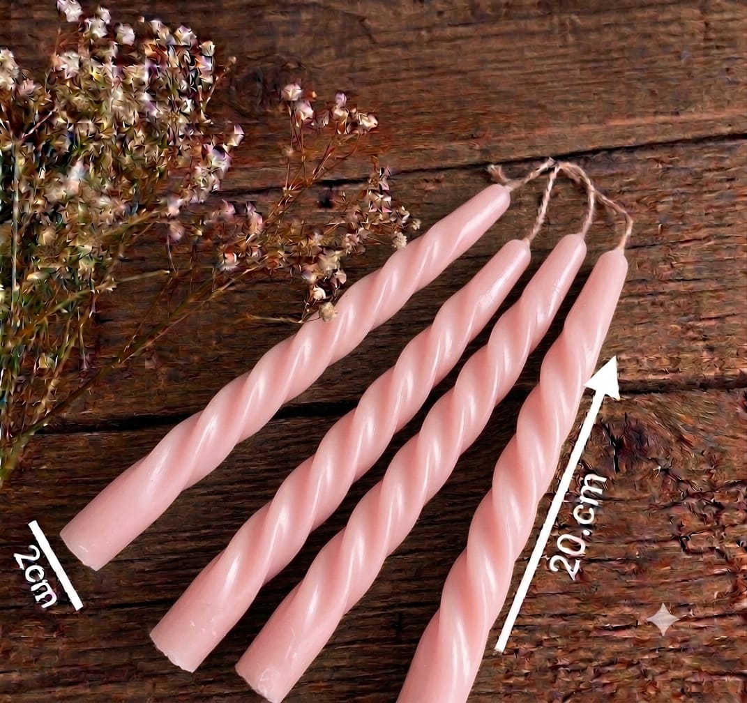20cm Taper Twisted Candle  (Colour Options)