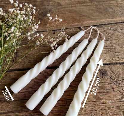 20cm Taper Twisted Candle  (Colour Options)