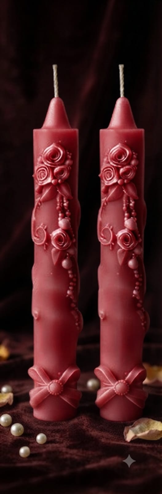15cm Floral & Bow Taper Candles (Colour Options)