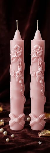 15cm Floral & Bow Taper Candles (Colour Options)