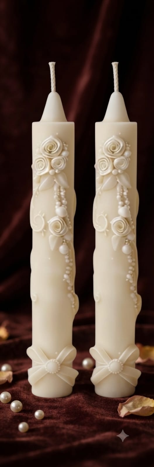 15cm Floral & Bow Taper Candles (Colour Options)