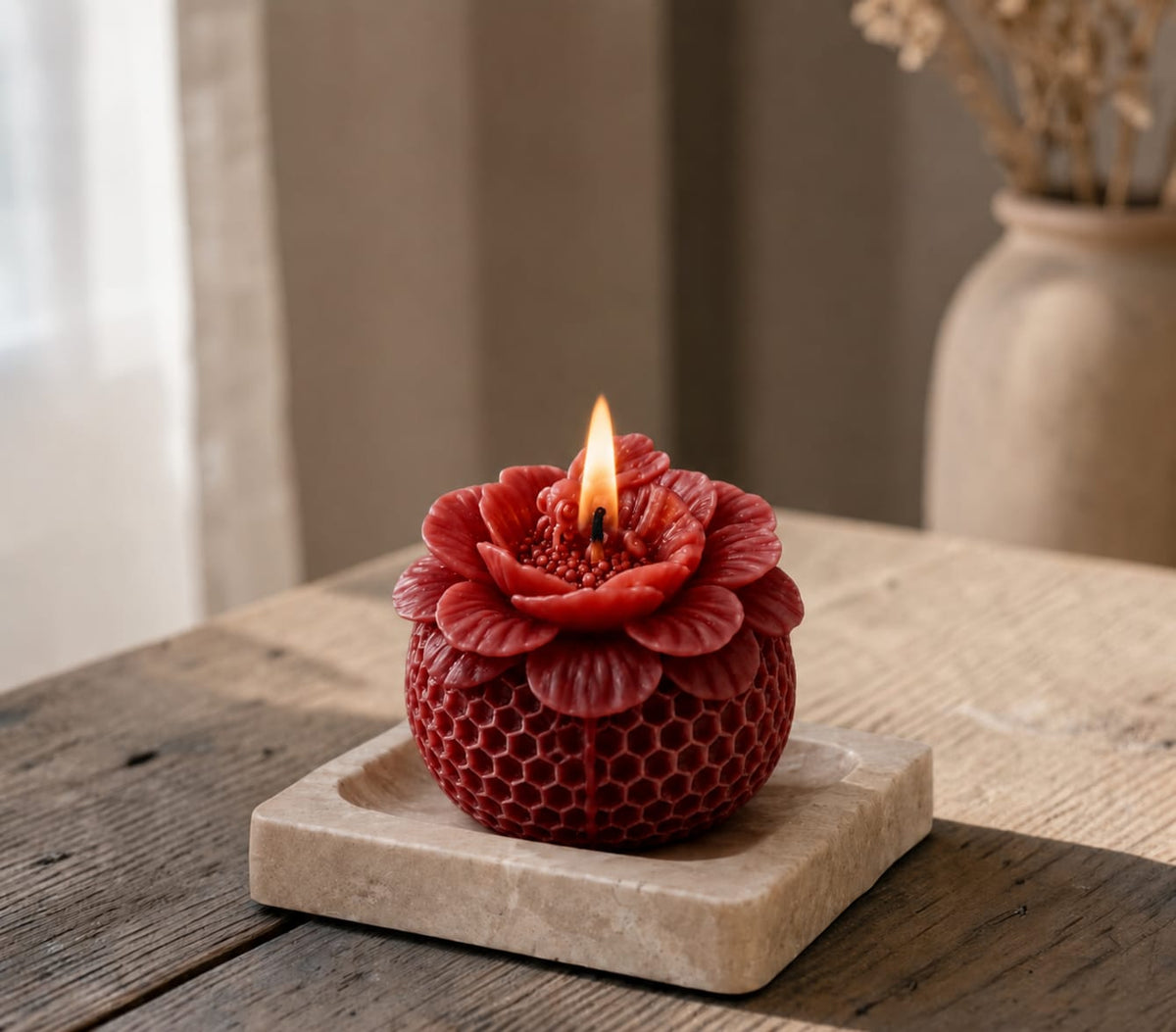 Scented Floral Honeycomb Ball Candle (Colour Options)