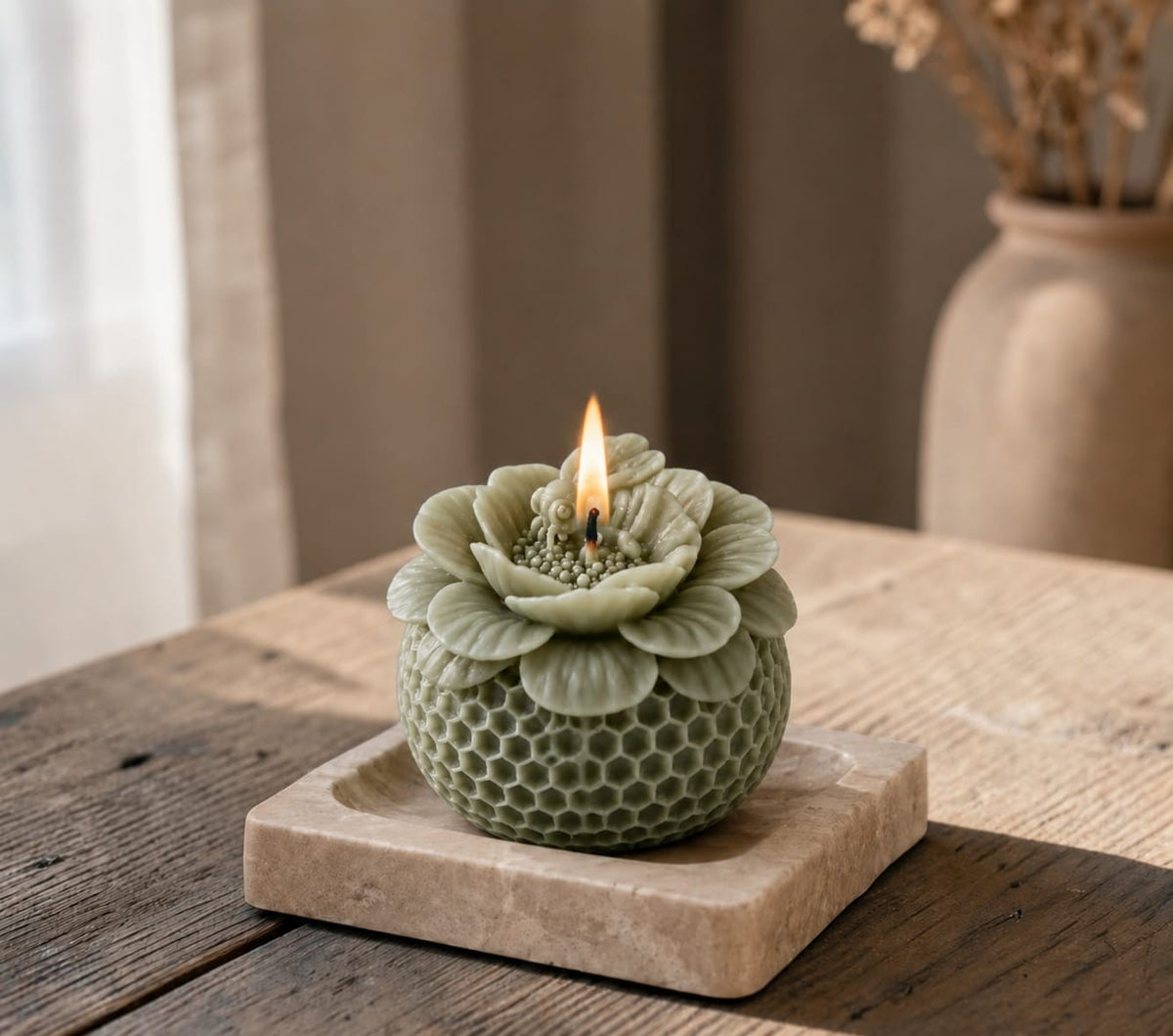 Scented Floral Honeycomb Ball Candle (Colour Options)