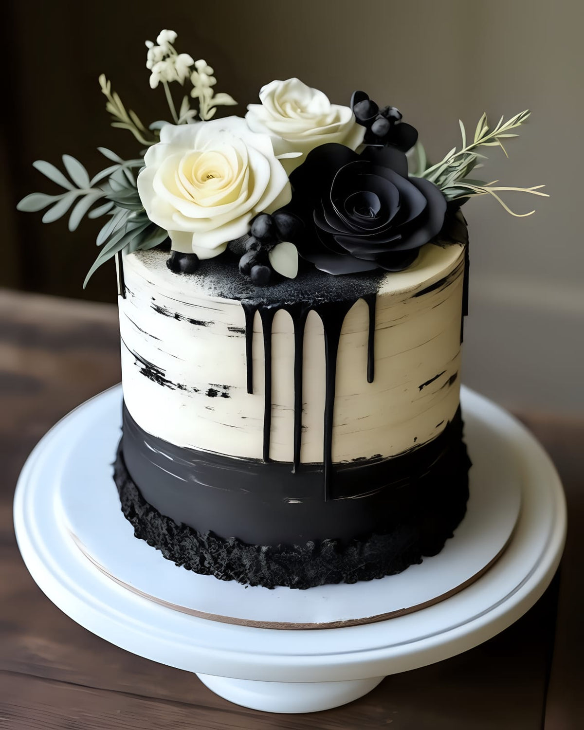Black & White Two-Tone Cylinder Cake