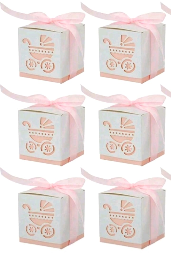 Baby Girl Stroller Gift Box with Vanilla & Strawberry Truffles (5 Box Pack)