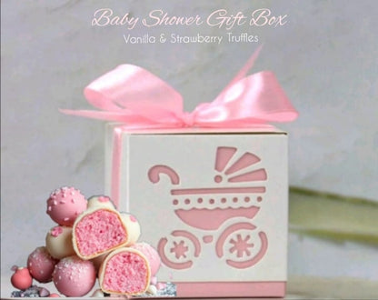 Baby Girl Stroller Gift Box with Vanilla & Strawberry Truffles (5 Box Pack)